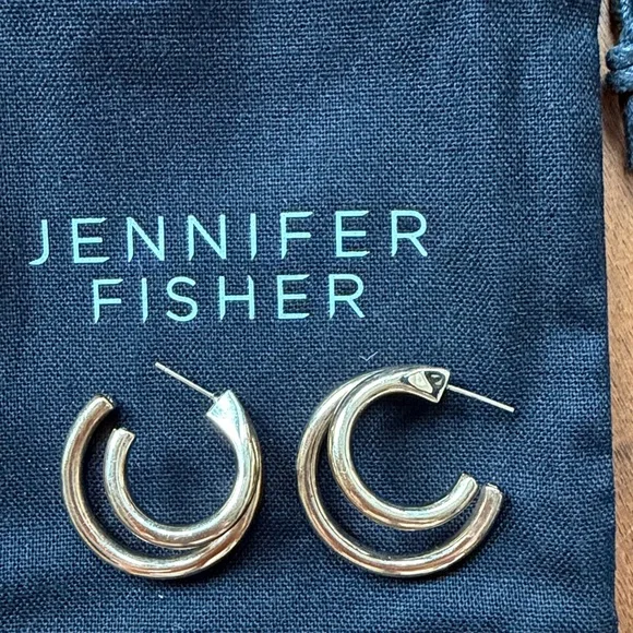 JENNIFER FISHER 1” Lilly Yellow Gold Double Hoop Earrings - Picture 2 of 5